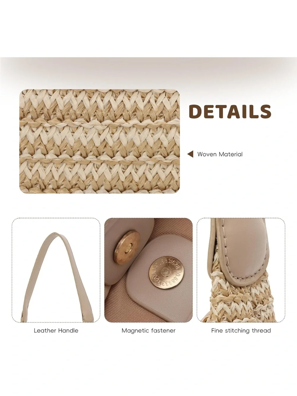 Woven Straw Tote Handbag